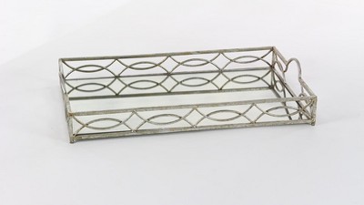 Elegant Silver Rectangular Glass Serving Tray
