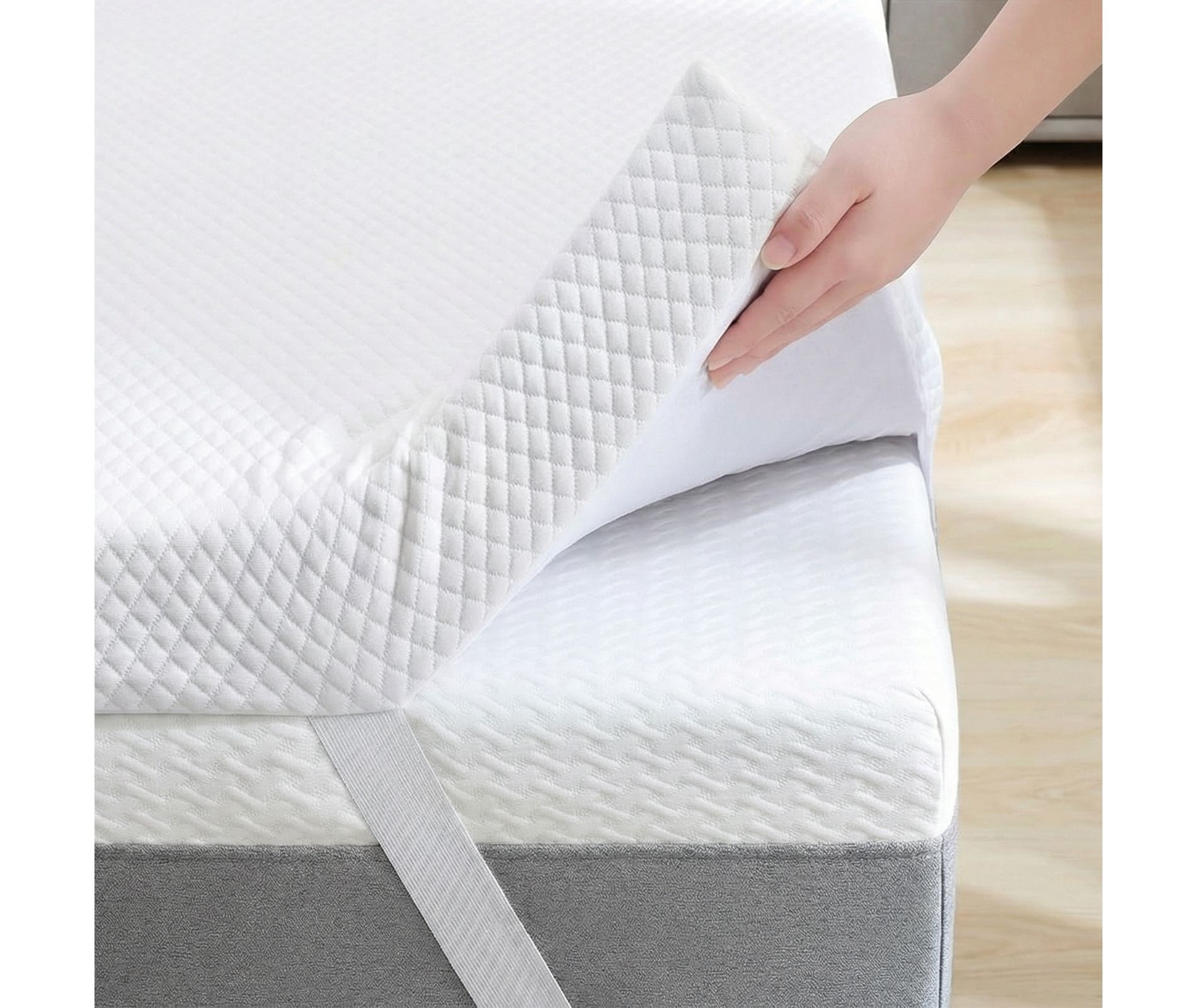 Alvantor Gel Memory Foam Mattress Topper, 2/3/4 Inch Detachable Soft Cover, White