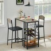 Dining Table Set for 2, Bar Table and Chairs Set for 2 with Storage Shelf and Wine Rack, Kitchen Table and Chairs for 2 with Upholstered Chairs - 2 of 4