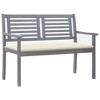 vidaXL 2-Seater Patio Bench with Cushion Accent Loveseat Gray Eucalyptus Wood - 2 of 4