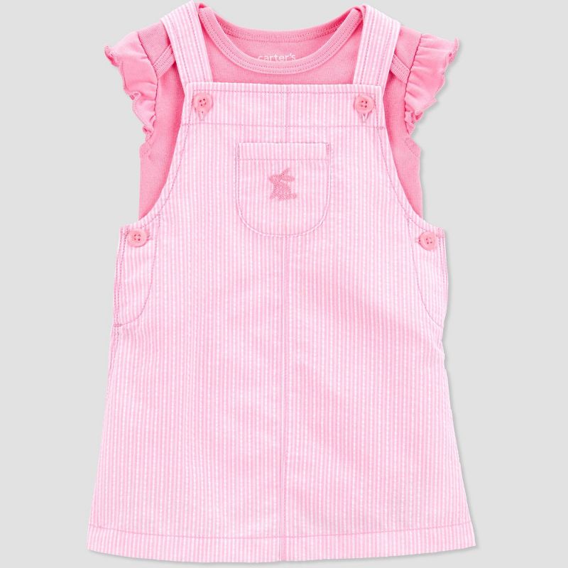 Carter&#39;s Just One You&#174; Baby Girls&#39; Striped Bunny Jumpsuit - Pink, 3 of 7