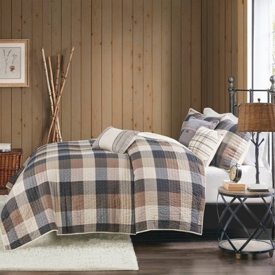 Madison Park 6pc Full/Queen Warren Herringbone Quilted Reversible Coverlet Set with Decorative Pillows Neutral: Lightweight Polyester Bedding Set — фото 3