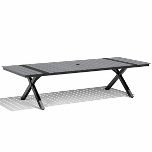 Crestlive Products Outdoor Dining Table for 8-10 People Patio Rectangle Table, Aluminum Frame with Durable Wood-Like Tabletop and Umbrella Hole Brown - 1 of 4