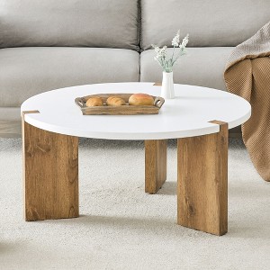 CAVINAS Modern Natural Pattern Coffee Table with Embedded Design,Unique Rustic Charm Center Table for Living Room,Apartment - 1 of 4