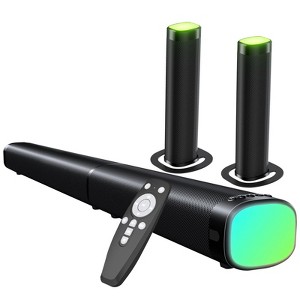 Itopfox Sound Bar with 3 RGB Light Modes, Bluetooth 5.3, ARC/Opt/AUX, Detachable 2-in-1 Speaker, 3 EQ Modes, Bass Surround Soundbar for TV/PC/Gaming - 1 of 4