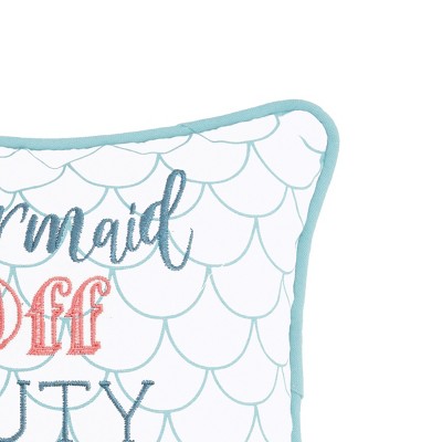Mermaid Off Duty Embroidered Small Throw Pillow