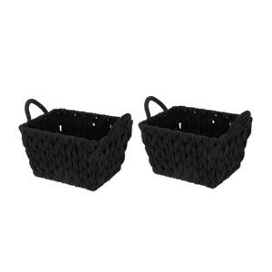 Racxily 2 Pack Medium Black Woven Rope Decorative Storage Basket - 1 of 4
