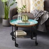 Round Metal Wheeled Coffee Table with Enamel Tray Top Black - Olivia & May - 2 of 4
