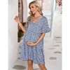 LXT- Maternity Dress Womens Casual Babydoll Dress Ruffle Short Sleeve V Neck Floral Printed Flowy Mini Short Tunic Dress - 2 of 4