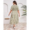 Plus Size Puff Sleeve Smocked Summer Midi Dress - 3 of 3