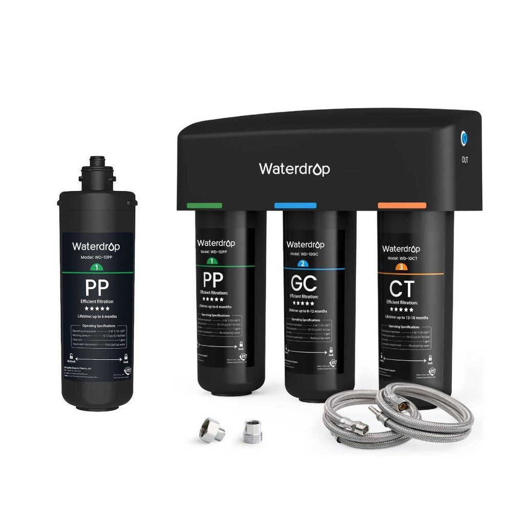 Waterdrop TSA 8 Layer Under Sink Water Filter System, Reduces PFA, Extra 10-PP Water Replacement Filter