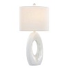 LumiSource (Set of 2) Pearl 29" Contemporary Table Lamps Matte White Poly, Natural Shell and White Linen Shade - 3 of 4