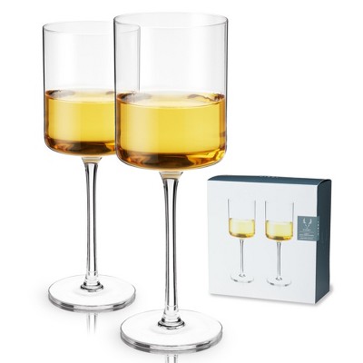 Viski Laurel Red Wine Glasses, Crystal Stemmed Tumblers Glassware for Wine  or Cocktails, Top Rack Dishwasher Safe, 18 Oz, Set of 2
