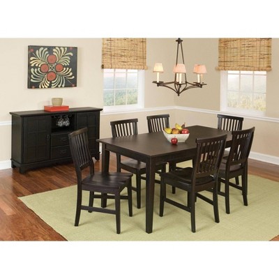 Black Solid Wood 7-Piece Dining Set with Contoured Chairs