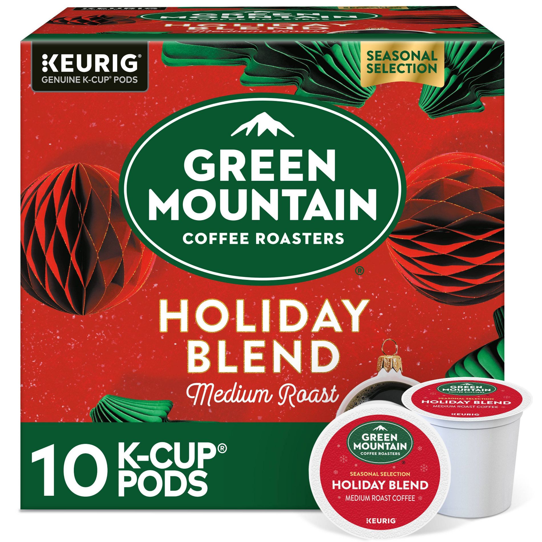 Green Mountain Holiday Blend Medium Roast Keurig K-Cup Coffee Pods - 10ct