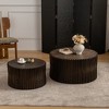 NicBex Retro Style Cylindrical Coffee Table with Vertical Texture Relief Design,Wooden Side Tables,Center Table for Living Room - 4 of 4