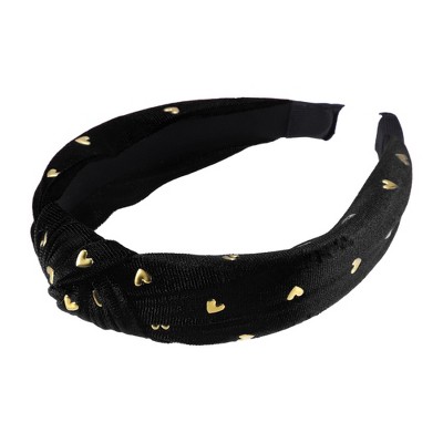 Unique Bargains Women's Velvet Heart Shape Stud Knot Headband 1.18 inch Wide