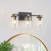 Modern 3-Light Vanity Light, Black and Gold Bathroom Fixture, Up/Down Clear Glass Wall Sconce, Over Mirror Lighting - 2 of 4