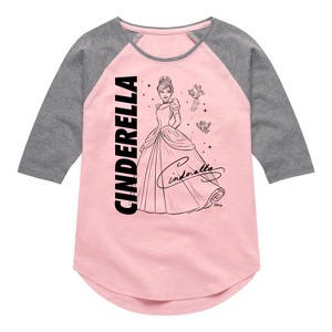Girls' - Disney - Cinderella Sketch Shirt Tail Raglan Graphic T-shirt - 1 of 3
