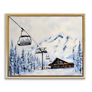 Stupell Industries Winter Ski Lift Cabin Floating Frame Canvas Art - 1 of 4