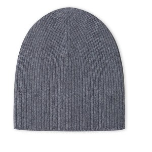Style Republic Men’s Ribbed Beanie, 100% Cashmere, Soft & Stretchy, Warm Hat for Winter - Gray - 1 of 2