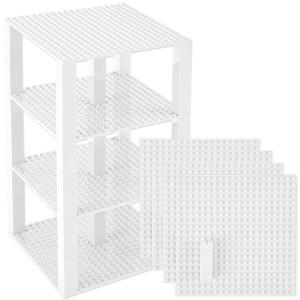 Strictly Briks Classic Stackable Baseplates, Building Bricks For Towers, Shelves, White, 4 Base Plates & 30 Stackers, 6x6 Inches - 1 of 4