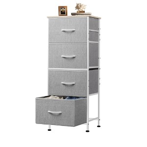 Dresser 4-Drawer Fabric Storage Tower Organizer for Bedroom, Hallway, Entryway, Closets with Steel Frame, Wood Top, Easy Pull Handle - 1 of 4