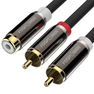 FosPower 2 RCA Male to 1 RCA Female Audio Cable, [24K Gold-Plated] Y Splitter RCA Adapter, 2 Male to 1 Female Stereo Audio Cable - 8 inch - 1 of 4