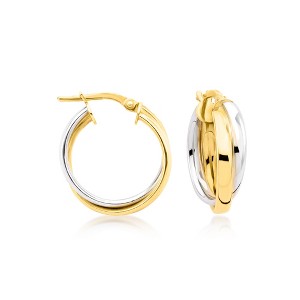 Pure Collection by Ross-Simons Italian 18kt Gold Vermeil and Sterling Silver Triple-Row Hoop Earrings - 1 of 4