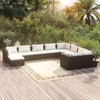 vidaXL Patio Lounge Set Outdoor Sectional Sofa Set Table Garden Poly Rattan - Black and Cream 4x Corner 5x Middle Footrest - 2 of 4