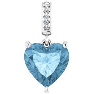 Pompeii3 9mm Blue Topaz Women's Heart Pendant in 14k Gold Necklace 6mm Tall - 1 of 4
