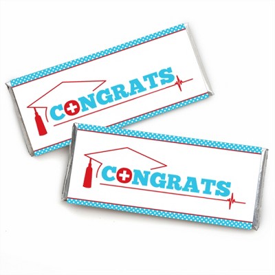 Big Dot of Happiness Nurse Graduation - Candy Bar Wrapper Medical Nursing Graduation Party Favors - Set of 24