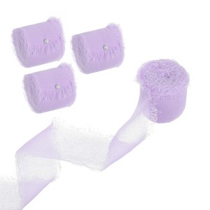 Unique Bargains Gift Wrapping Wedding Decorative Soft Chiffon Ribbon 4 Rolls - 1 of 4