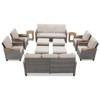 Buenhomino 12-Piece Outdoor Patio Set – 4 Single Chairs, 2 Sofas, 2 Side Tables & 4 Ottomans, All-Weather Wicker with Cushions, Beige - 3 of 4
