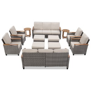 Buenhomino Outdoor PE Wicker Furniture Set – Modular Chairs, Sofas, Ottomans & Tables with All-Weather Cushions for Patio, Garden, Deck & Porch - 1 of 4