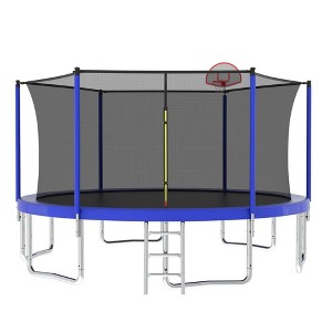 Jump Into Fun Outdoor Trampoline,With UV-resistant Safety Net, Soft Rebound Pad,Ladder,Basketball net,Safe And Wear-Resistant Trampoline - 1 of 4