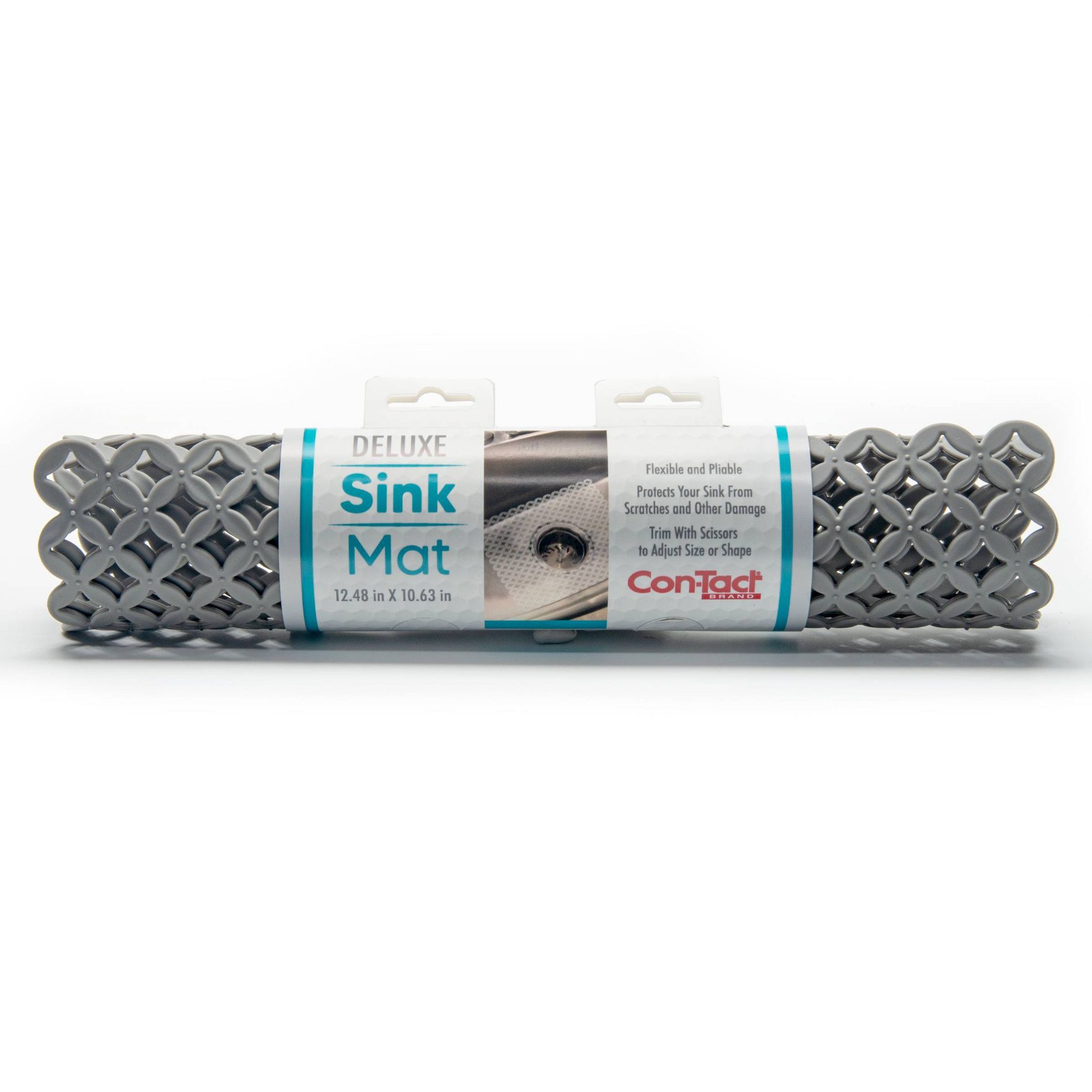 Con-Tact 12"x11" TPR Sink Mat Trellis Gray: Non-Adhesive, Classic Patterns, Spot Clean, Storage & Organization