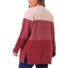 Agnes Orinda Women's Plus Size Striped Color Block Side Slit Long Sleeve Open Front Casual Knit Sweaters Cardigan - 4 of 4