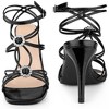 Perphy Women's Slingback Rhinestone Square Toe Ankle Strap Stiletto Heel Sandals - 2 of 3