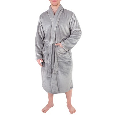 Hudson Home Collection Mens Boy Shawl Collar Plush Robe, Gray, Large X ...