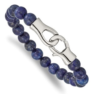 Chisel Stainless Steel Polished Genuine Lapis Beaded 9" Bracelet - 1 of 4