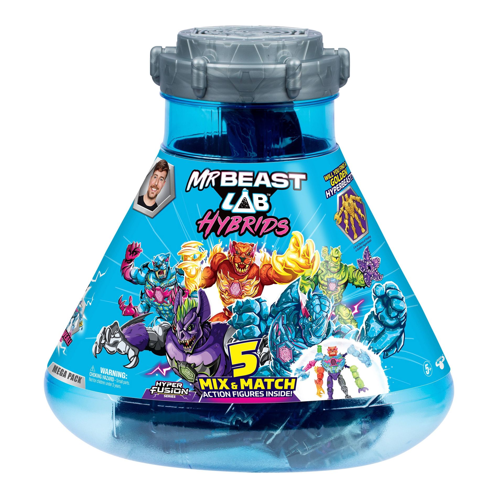 MrBeast Lab Hybrids Hyper Fusion Hybrid Lab Action Figure Playset: 5-Piece Plastic Toy Set