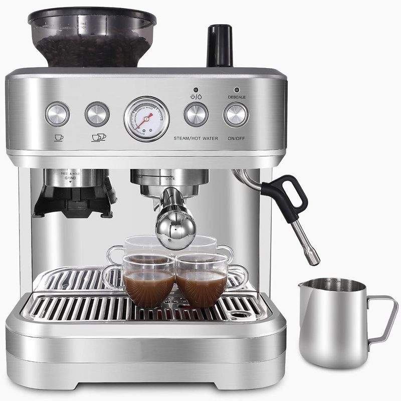 15 Bar Automatic Espresso Coffee Machine with Grinder 88 Fluid Ounces Water Tank, 1 of 10