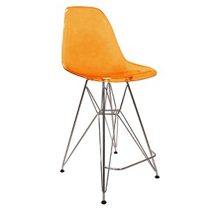 LeisureMod Cresco Mid Century Modern Acrylic Counter Height Barstool with Chrome Base – Ideal for Kitchens and Dining Rooms - 1 of 4