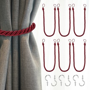 Unique Bargains Handmade Woven Braided Metal Screw Hooks Curtain Tiebacks - 1 of 4