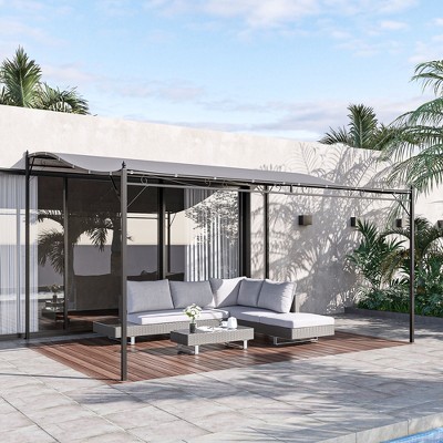 Gray 13' x 10' Steel Outdoor Pergola with Weather-Resistant Canopy