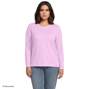 Lands' End Plus Size Supima Cotton Long Sleeve Crewneck T-Shirt