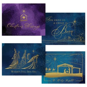 Masterpiece Studios Foil 12-Count Boxed Assorted Holiday Cards, 3 each of 4 Different Designs, Holiday Blessings, 6.25" x 4.62" - 1 of 1