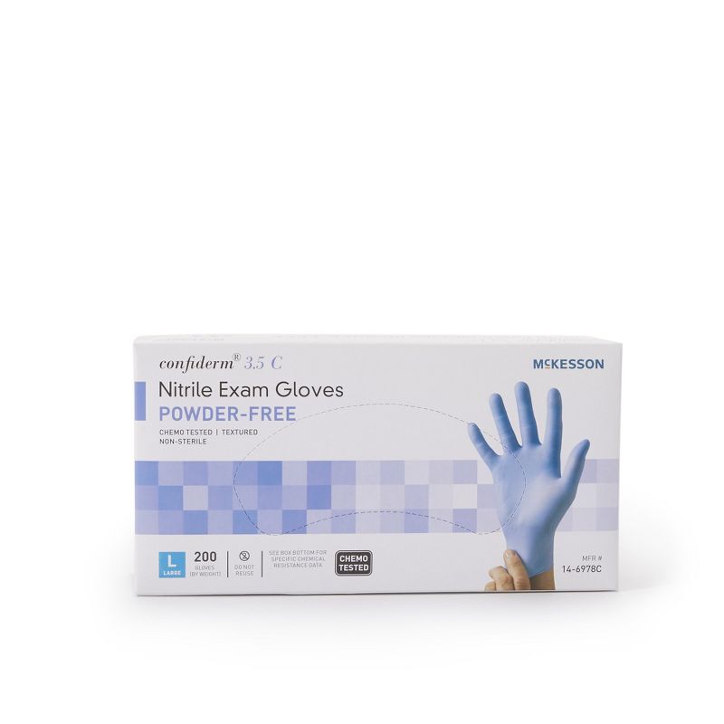 McKesson Confiderm 3.5C Disposable Nitrile Exam Glove Standard Cuff Length Size Large, 2 of 5