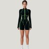 Anna-Kaci Active Women's Long Sleeve Zip Front Active Romper with Neon Piping and Contoured Seams - 2 of 4